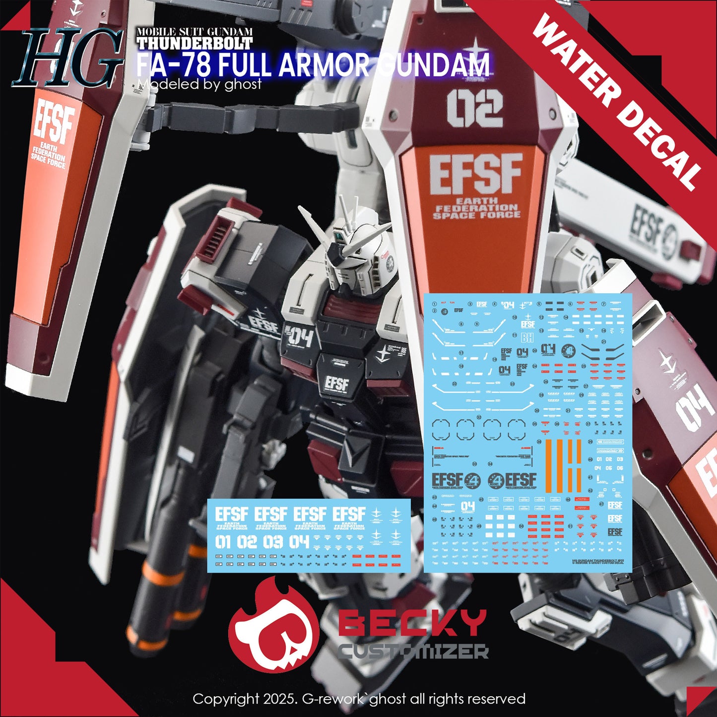 G-Rework [HG] [THUNDERBOLT] FULLARMOR GUNDAM (WATER DECAL ONLY)