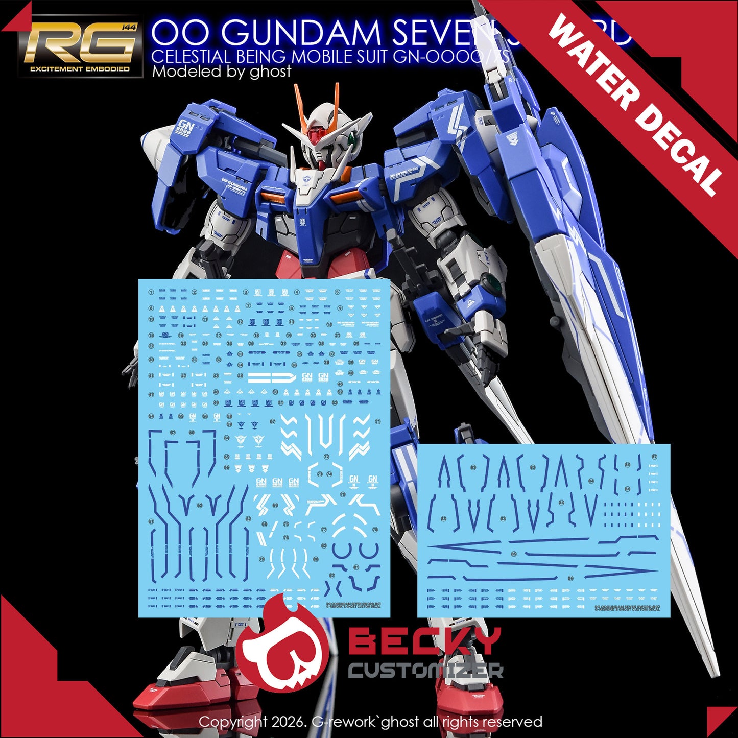 G-Rework [RG] OO SEVEN SWORD (Water Slide Decal)