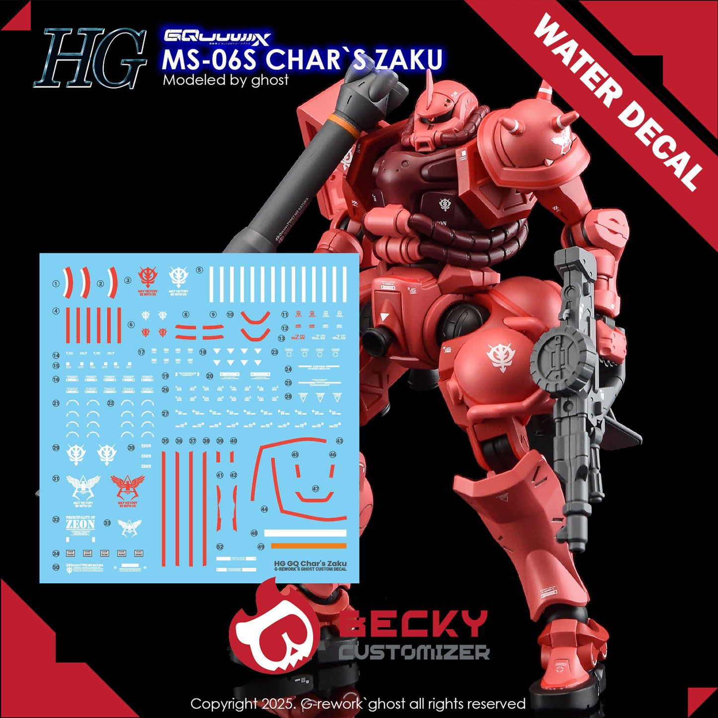 G-Rework [HG] [GQuuuuuux] CHAR'S ZAKU (Water slide ONLY)