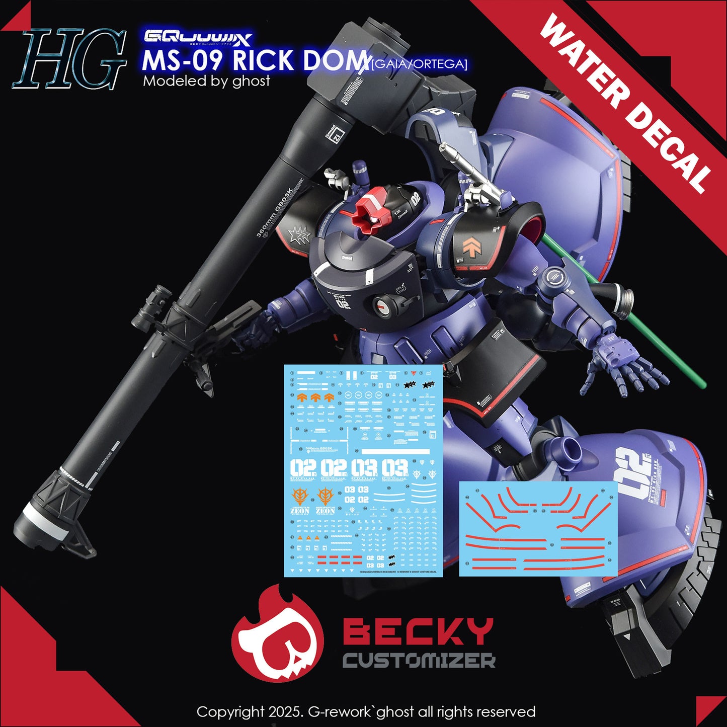 G-Rework [HG] GQuuuuuux RICK DOM (WATER SLIDE DECAL)