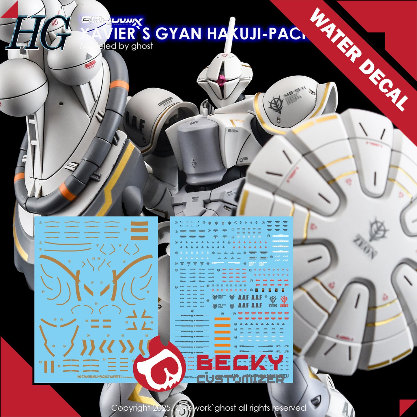 G-Rework [HG] GQuuuuuux XAVIER'S GYAN HAKUJI-PACKS (water decal)