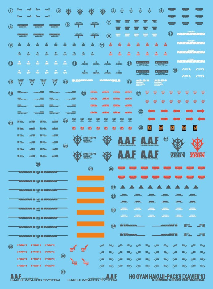 G-Rework [HG] GQuuuuuux XAVIER'S GYAN HAKUJI-PACKS (water decal)