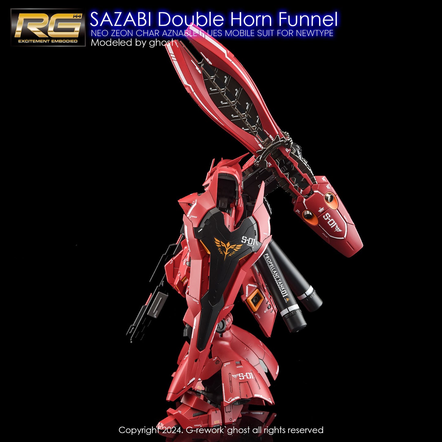 G-Rework [RG]SAZABI Double Horn (SAZABI decals not included)