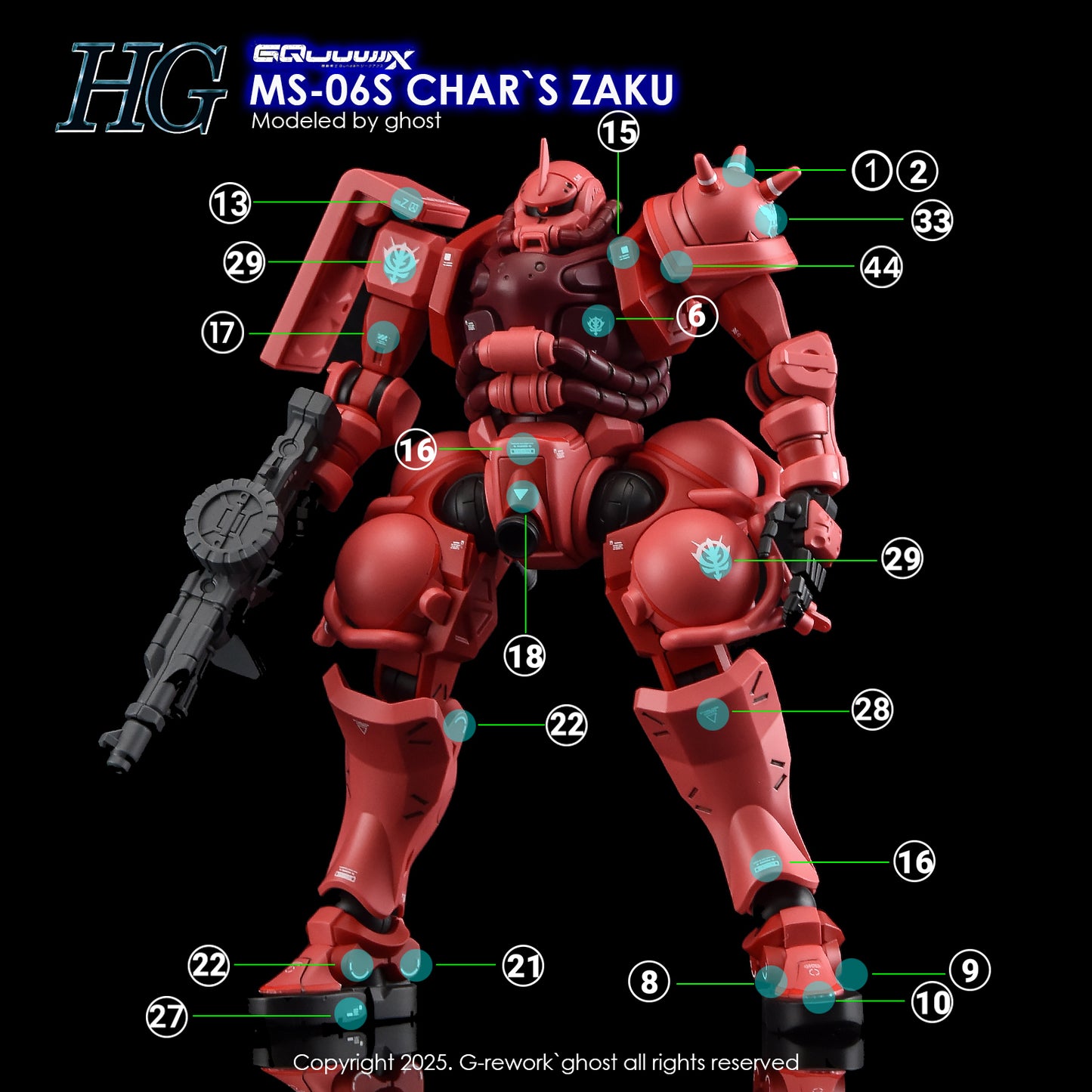 G-Rework [HG] [GQuuuuuux] CHAR'S ZAKU (Water slide ONLY)