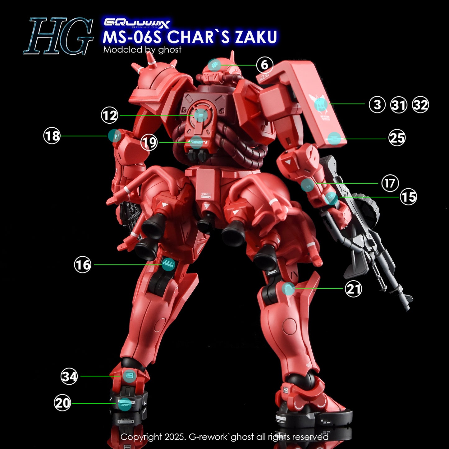 G-Rework [HG] [GQuuuuuux] CHAR'S ZAKU (Water slide ONLY)