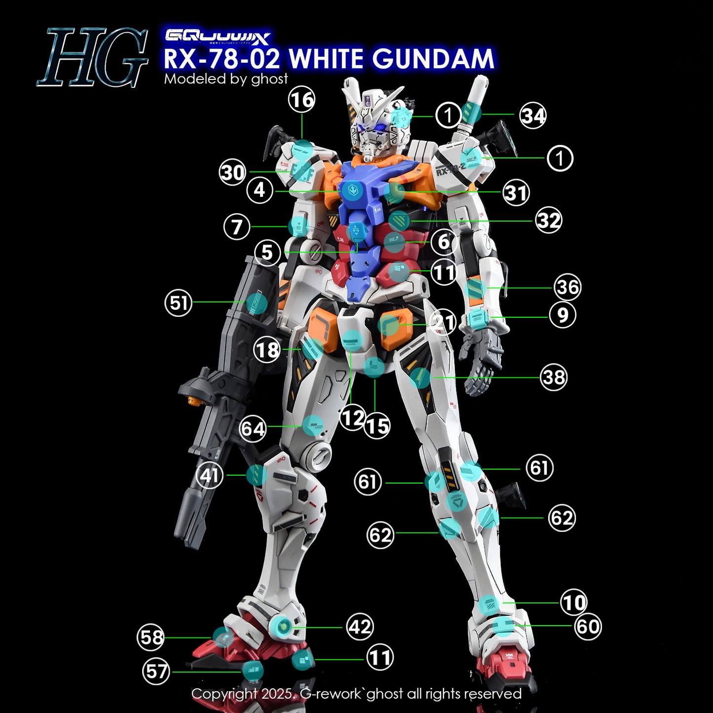 G-Rework [HG] [GQuuuuuuX] WHITE GUNDAM (Water slide ONLY)
