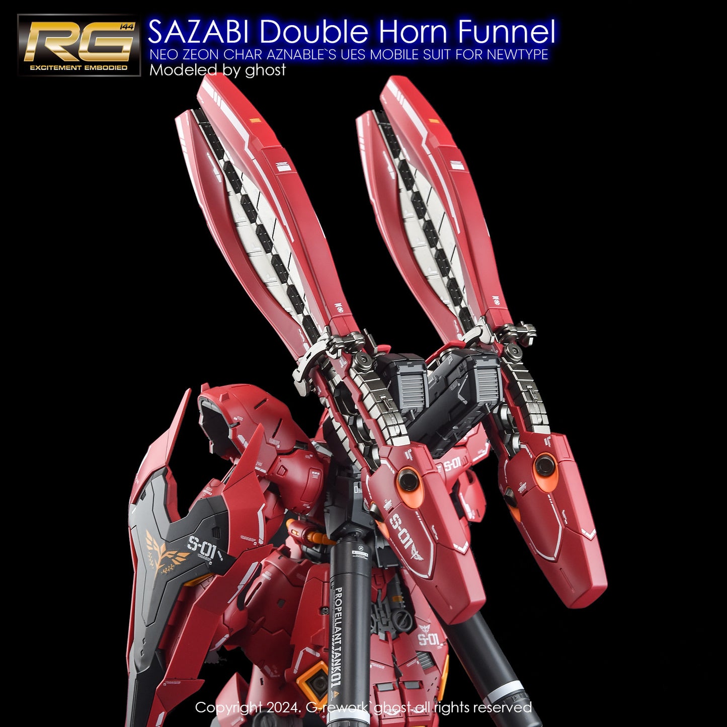 G-Rework [RG]SAZABI Double Horn (SAZABI decals not included)