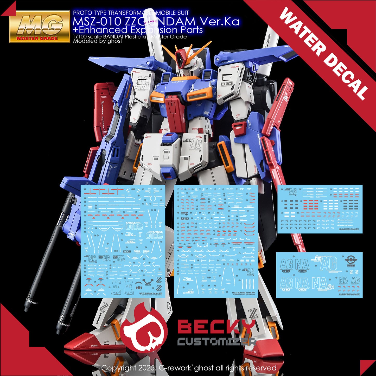 G-Rework [MG] ZZ GUNDAM Ver.Ka + Enhanced Expansion Parts (water slide decal)