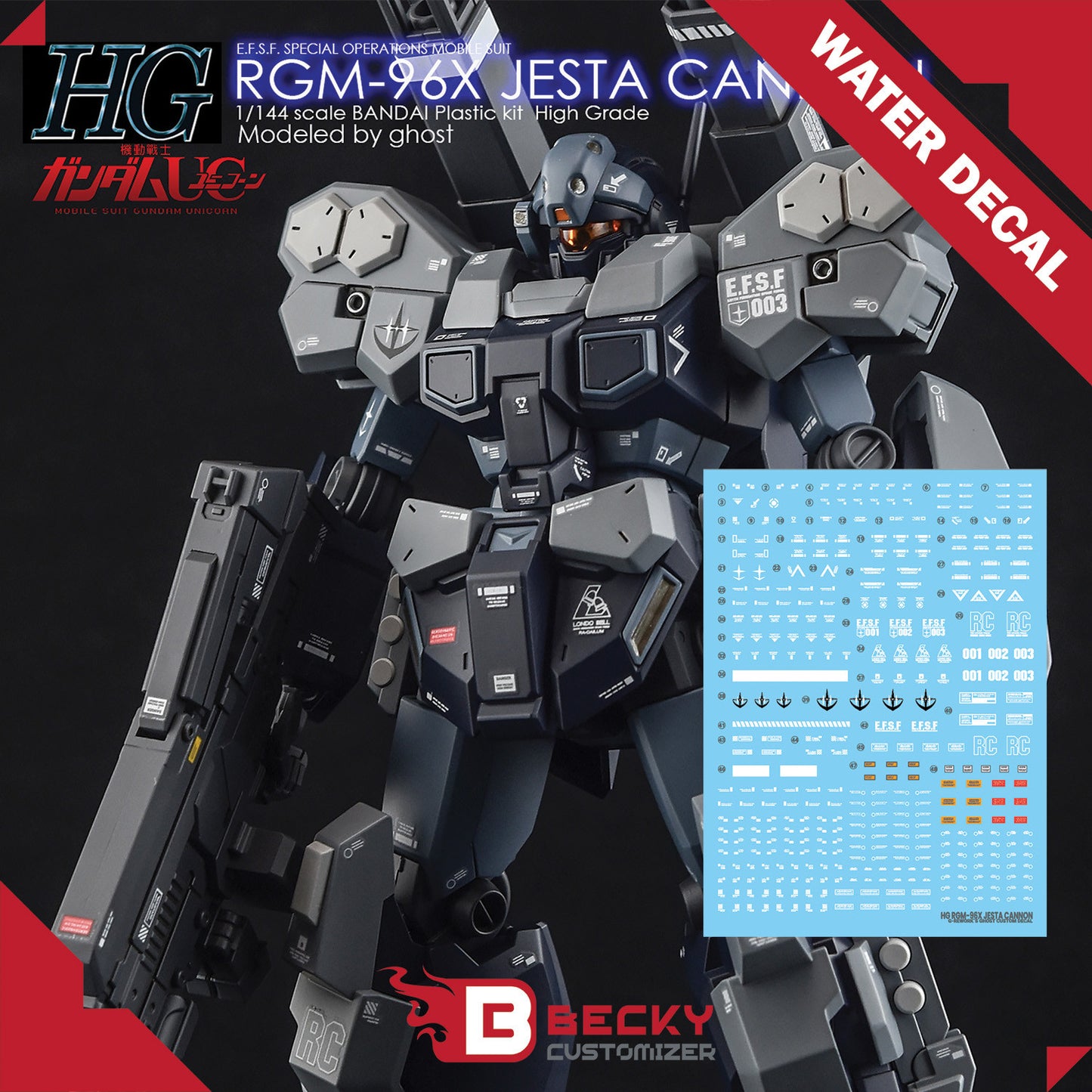 G-Rework [HG] RGM-96X JESTA CANNON UNICORN Ver (Water slide decal)