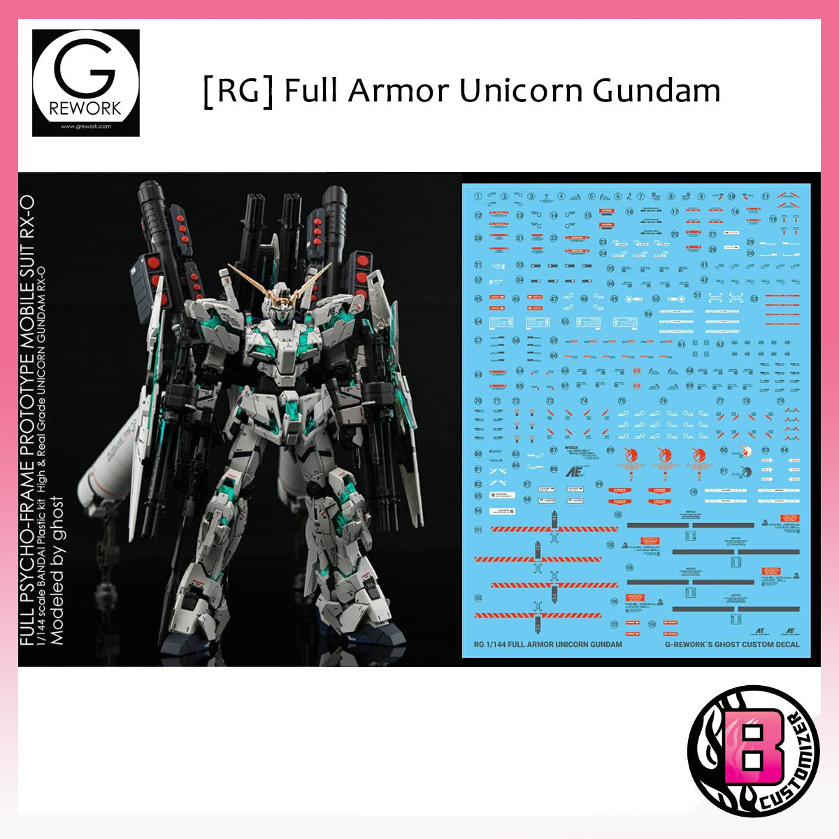 G-Rework [RG] [HG] Full Armor Unicorn Gundam custom decal
