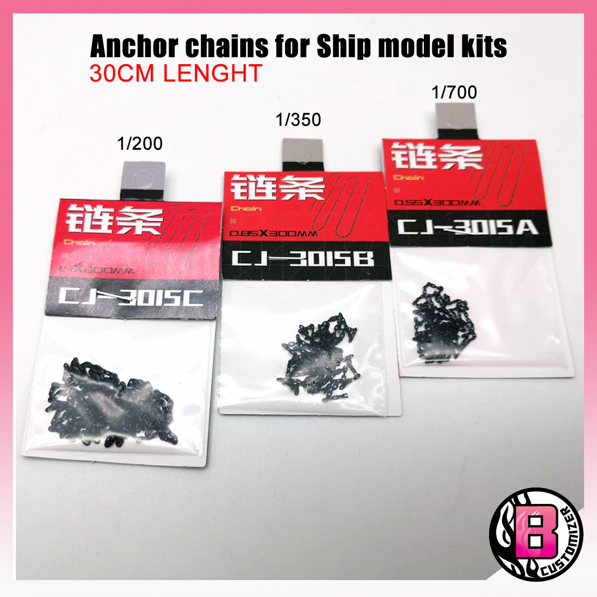Anchor chains for ship models (1/700 scale to 1/200 scale)