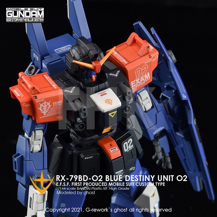 G-Rework [HG] RX-79 BD-02 BLUE DESTINY Unit 02 (Custom water decal)
