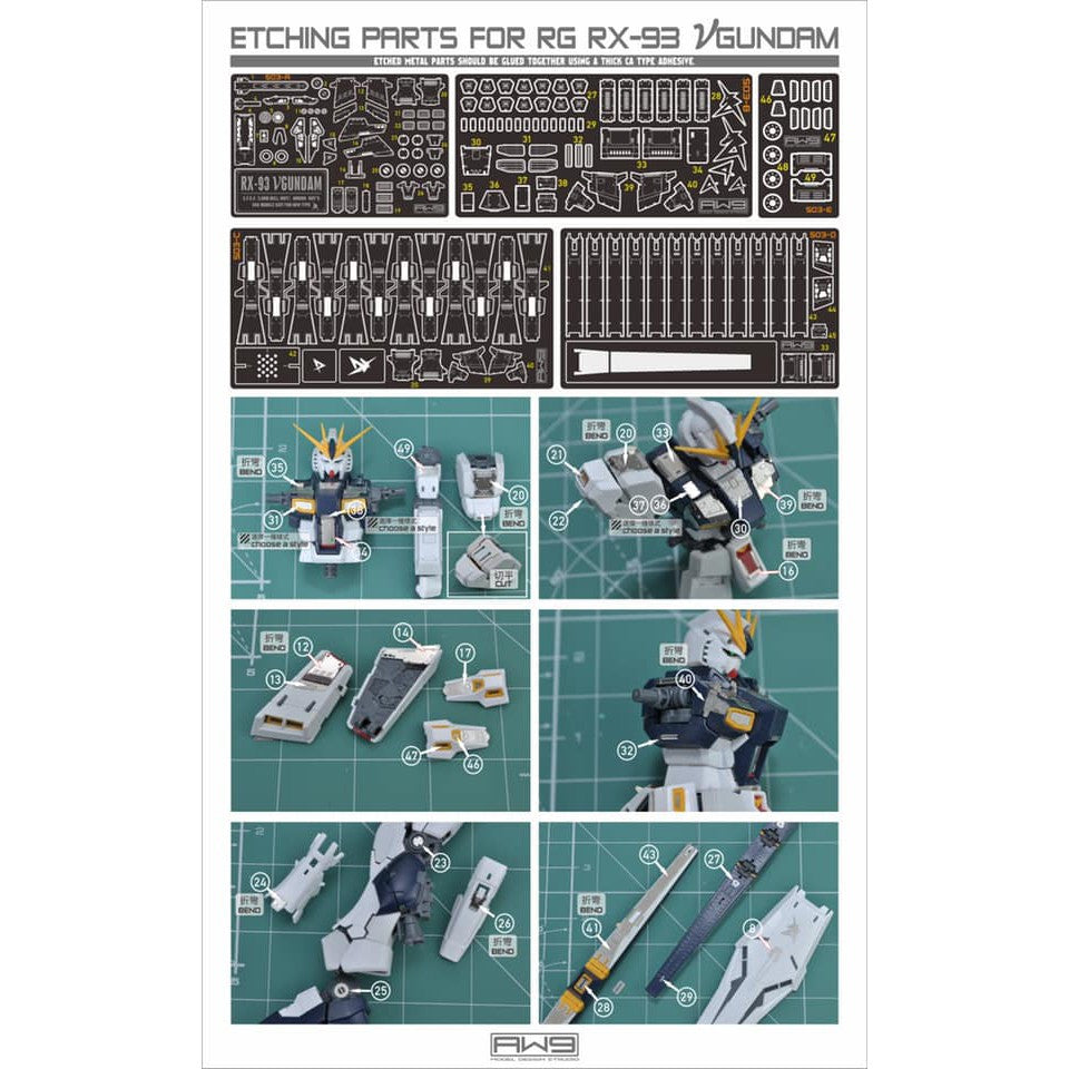 AW9 S03 RG Nu Gundam Photo etch upgrade part