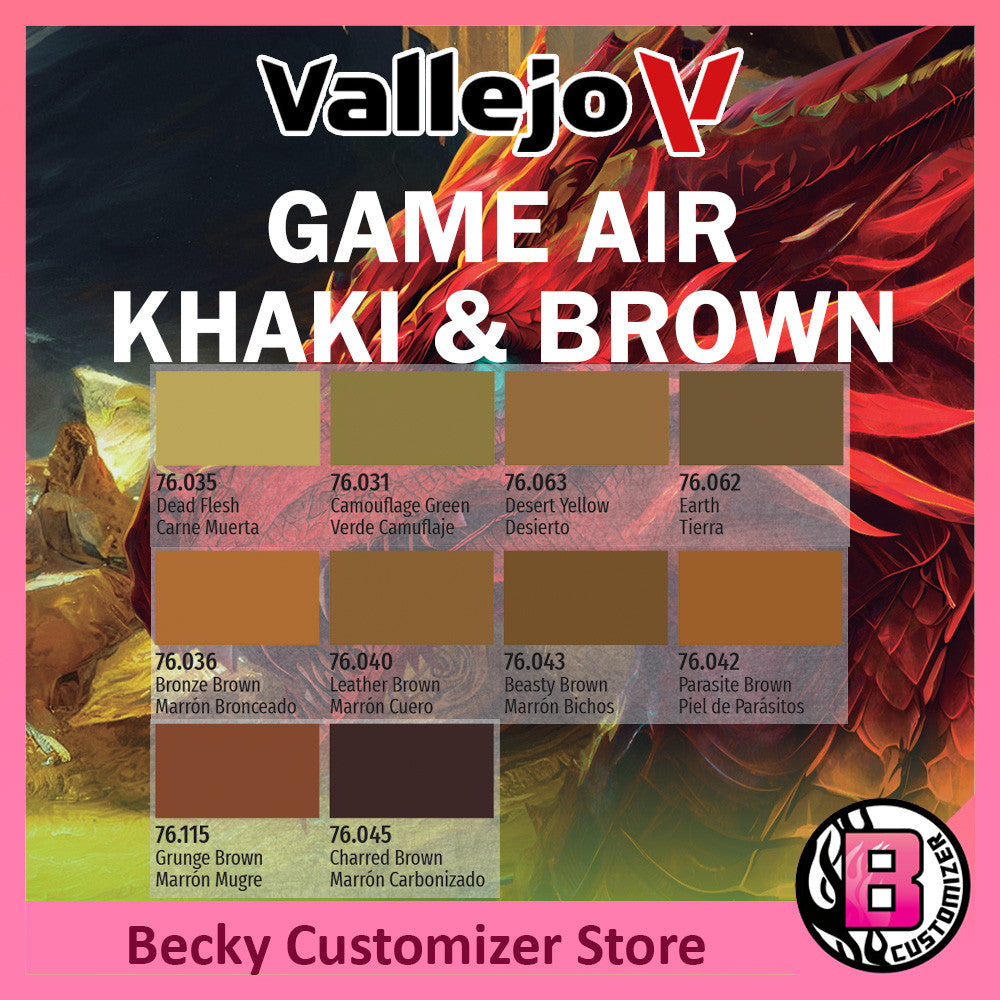 Vallejo Game Air series 07: Khaki & Brown (18ml)