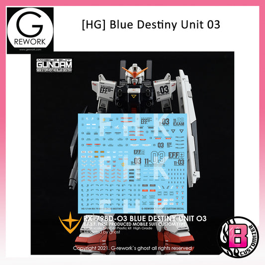 G-Rework [HG] RX-79 BD-03 BLUE DESTINY unit 03 (custom water decal)