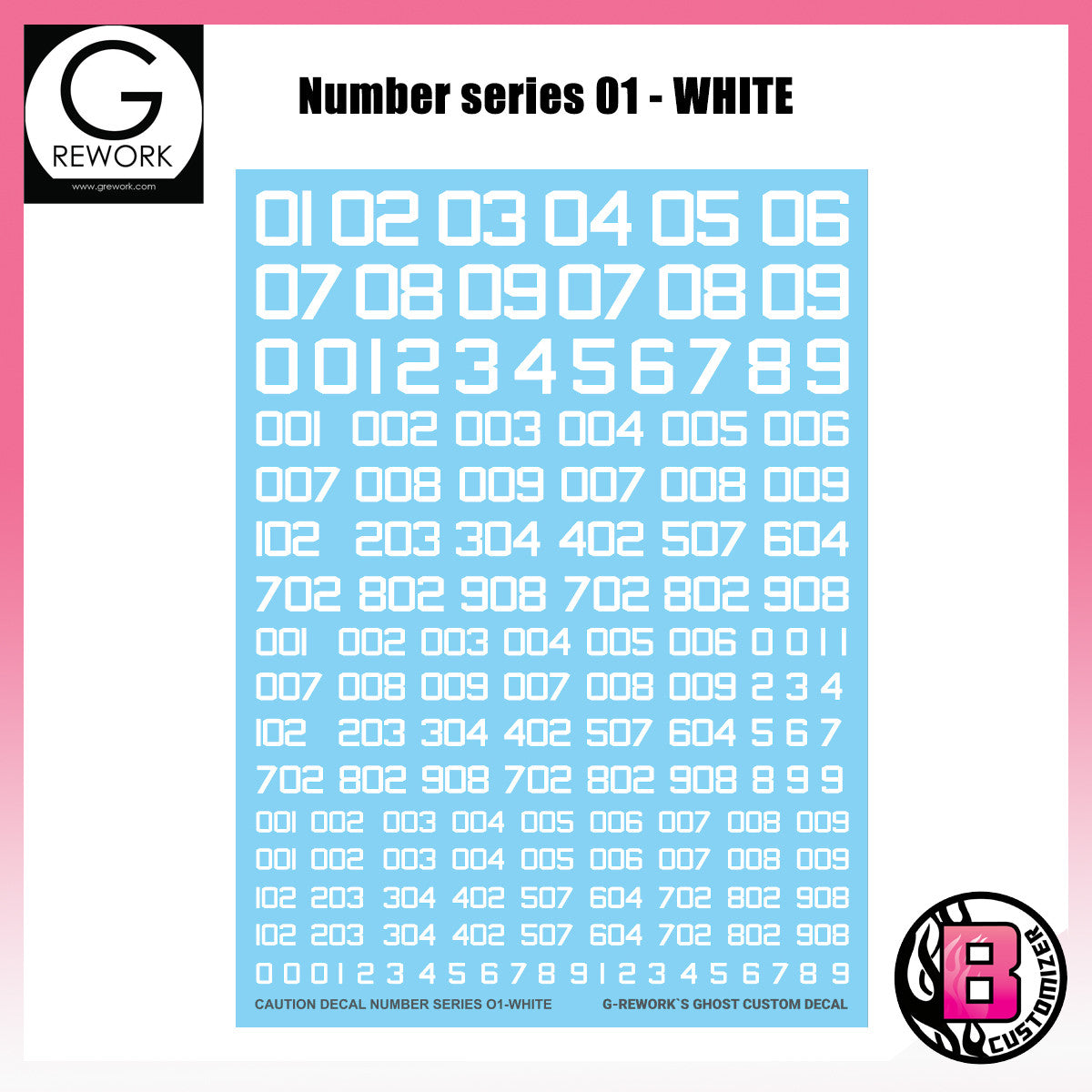 G-Rework CAUTION NUMBER SERIES 01-WHITE