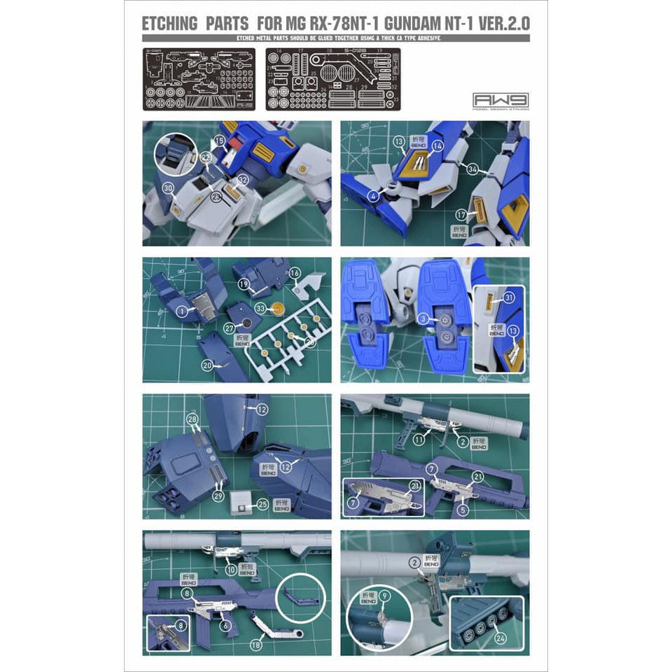 AW9 S012 Photo etch for MG NT-1 Gundam Ver 2.0