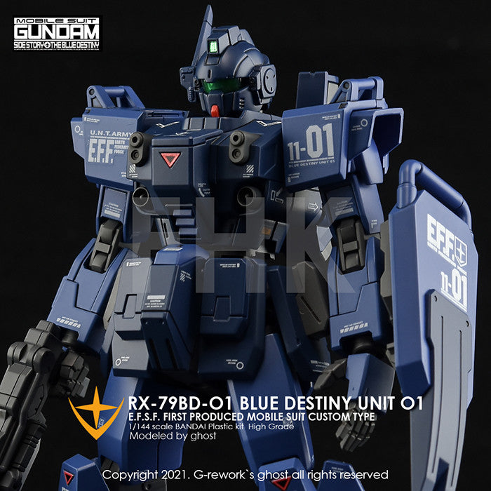G-Rework [HG] RX-79 BD-01 BLUE DESTINY unit 01 (Custom water decal)