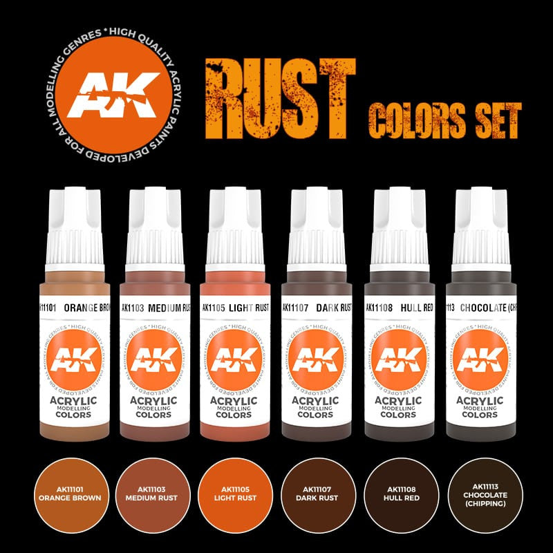 AK11605 Rust Color Set (3rd Generation Acrylics)