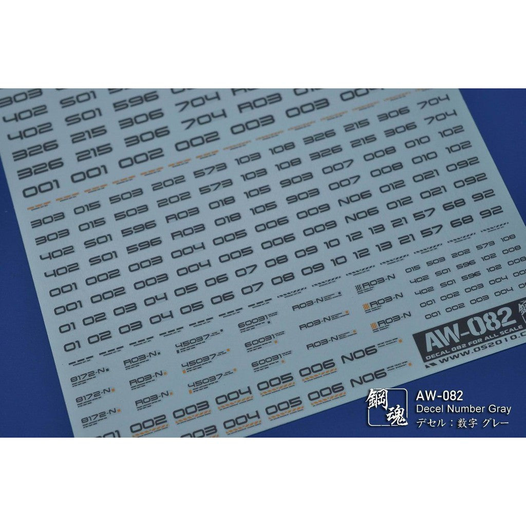 A.W Steel Spirit AW-082 Number decal (grey)