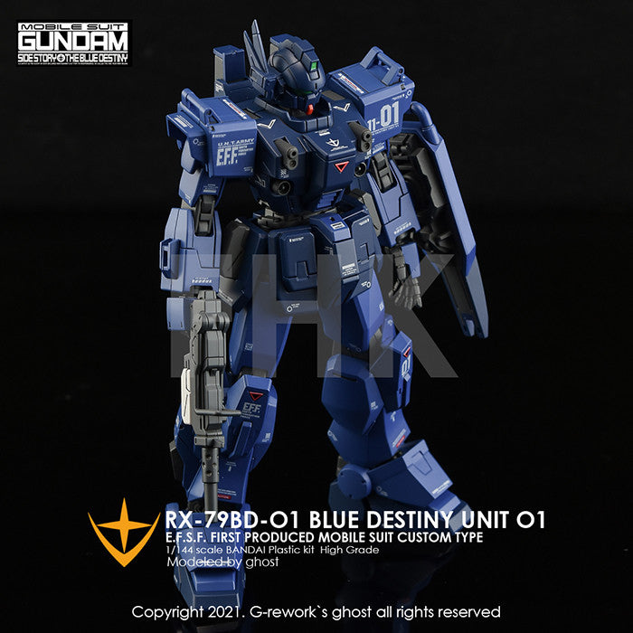 G-Rework [HG] RX-79 BD-01 BLUE DESTINY unit 01 (Custom water decal)