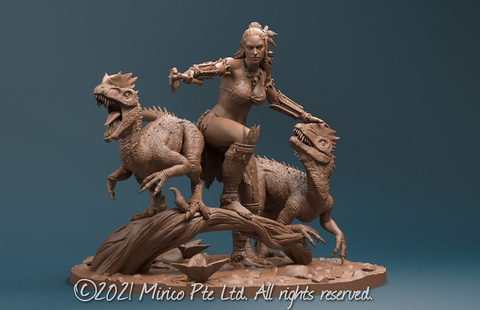 Mirico Miniature Roxa The Raptor Huntress (diorama)