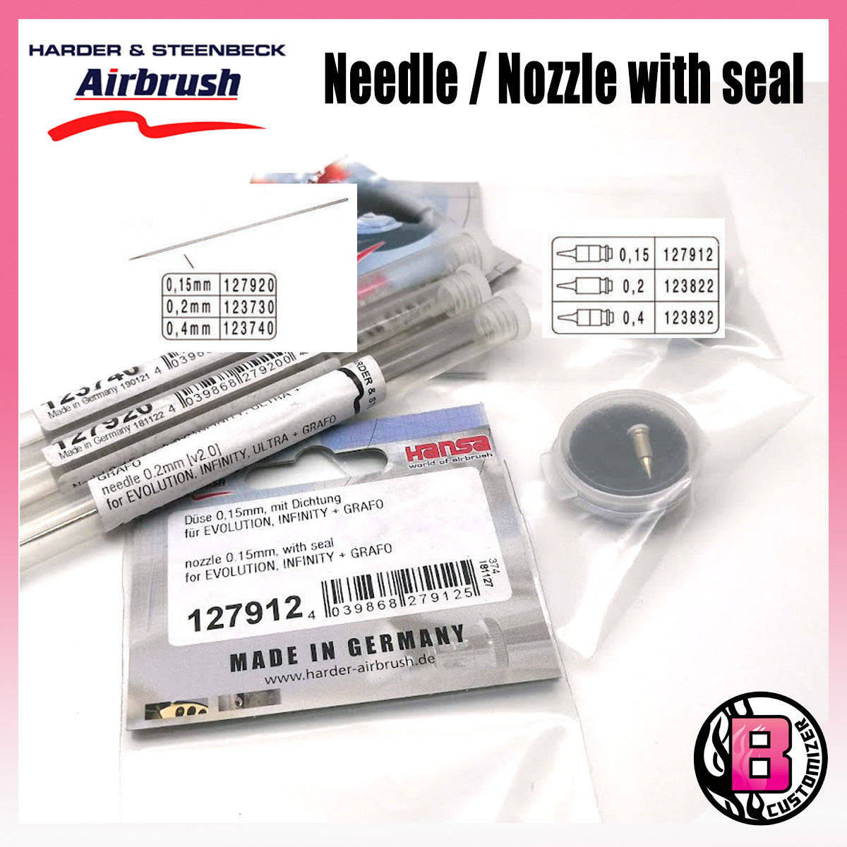 Harder & Steenbeck Needle / Nozzle with seal (accessories for Evolution, Infinity, Grafo and Geminus)